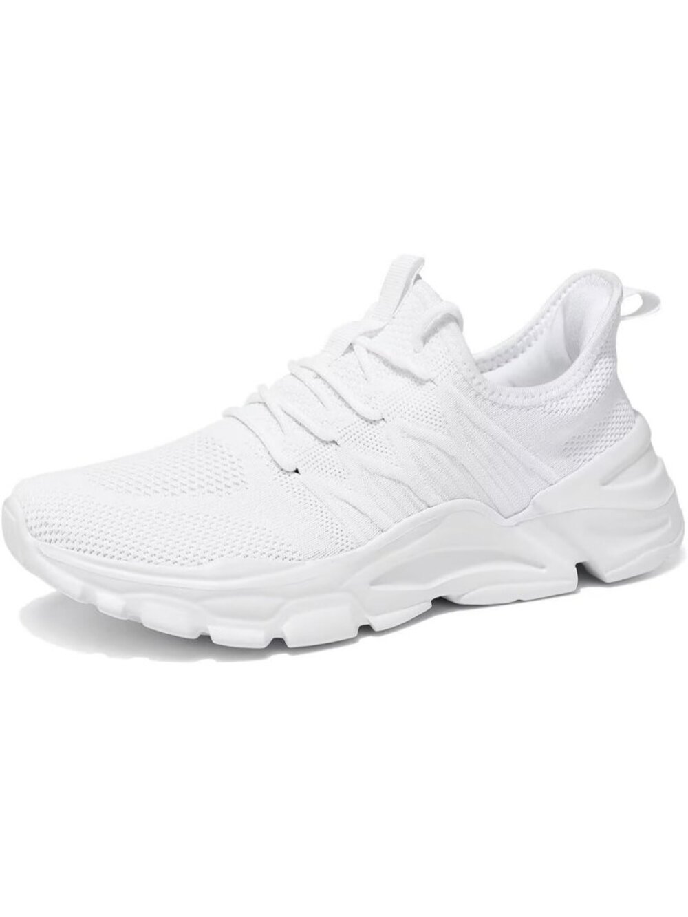 Men's White Lightweight Non Slip Resistant Athletic Sports Walking Sneaker - Picture 1 of 6